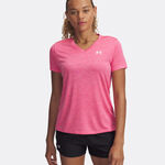 Abbigliamento Under Armour Under Armour Tech Twist Maglietta Donna-Rosa,Bianco