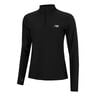 Space Dye Quarter Zip Manica Lunga Donna-Nero