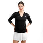 Abbigliamento da tennis BIDI BADU BIDI BADU Crew 2.0 V-Neck Manica lunga Donna-nero