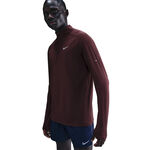 Abbigliamento Nike Nike Stride Half-Zip Longsleeve Camicia da corsa Uomini-rosso scuro, argento