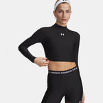 Abbigliamento Under Armour Under Armour HeatGear Crop Mock Manica lunga Donna-nero, bianco