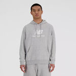 Abbigliamento New Balance New Balance French Terry Logo Hoodie Felpa Con Cappuccio Uomini-Grigio