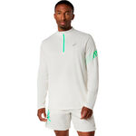 Abbigliamento ASICS ASICS Icon 1/2 Zip Camicia da corsa Uomini-beige, verde