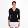 Crew V-Neck Manica Lunga Donna-Nero