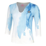 Abbigliamento BIDI BADU BIDI BADU Watercolour V-Neck Manica Lunga Donna-Bianco,Blu