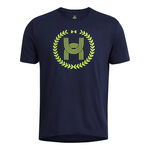 Abbigliamento Under Armour Under Armour Run Everywhere Wreath SS Camicia Da Corsa Uomini-Blu Scuro,Giallo Neon