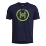 Run Everywhere Wreath SS Camicia Da Corsa Uomini-Blu Scuro,Giallo Neon