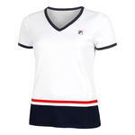 Abbigliamento Fila Fila Elisabeth Maglietta Donna-Bianco,Blu Scuro