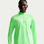 Abbigliamento Nike Nike Stride Half-Zip Longsleeve Camicia da corsa Uomini-verde chiaro, argento