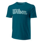 Abbigliamento Wilson Wilson Script Eco Slimfit Maglietta Uomini - color petrolio, 
