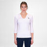 Crew V-Neck Manica Lunga Donna-Bianco