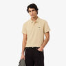 Ribbed Collar Polo Uomini - beige, bianco