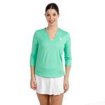 Abbigliamento da tennis BIDI BADU BIDI BADU Crew 2.0 V-Neck Manica lunga Donna-verde